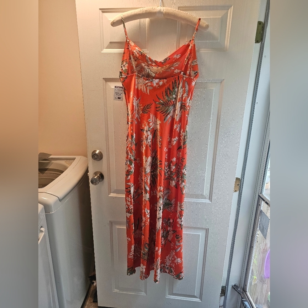 Floral Orange Sunmer Dress Size M - Picture 4 of 10